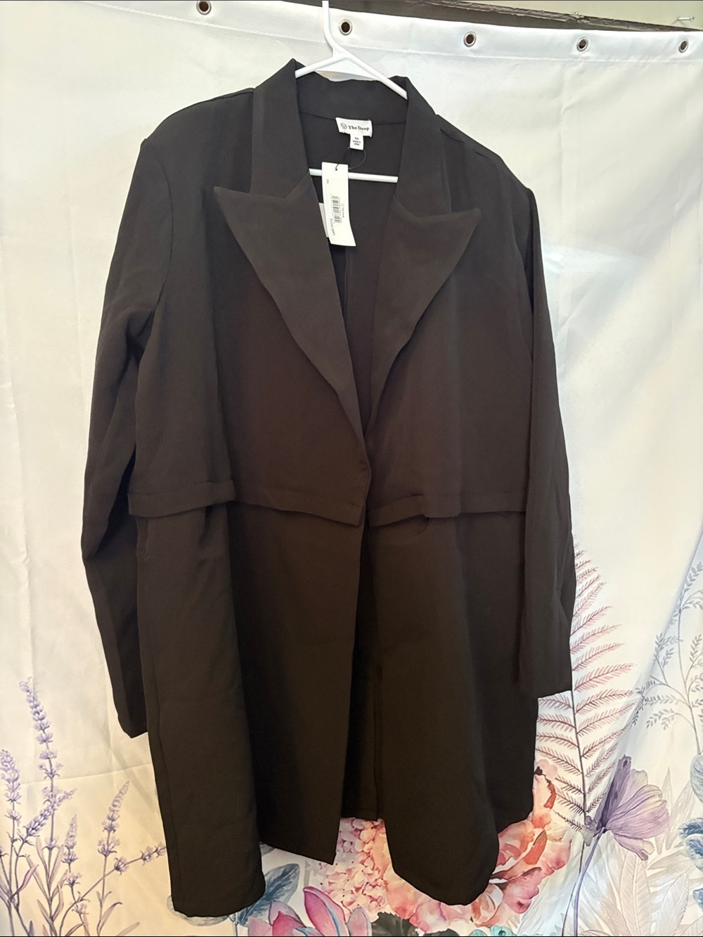 Women's Black Draped Open-Front Blazer Jacket, Two Jackets in One